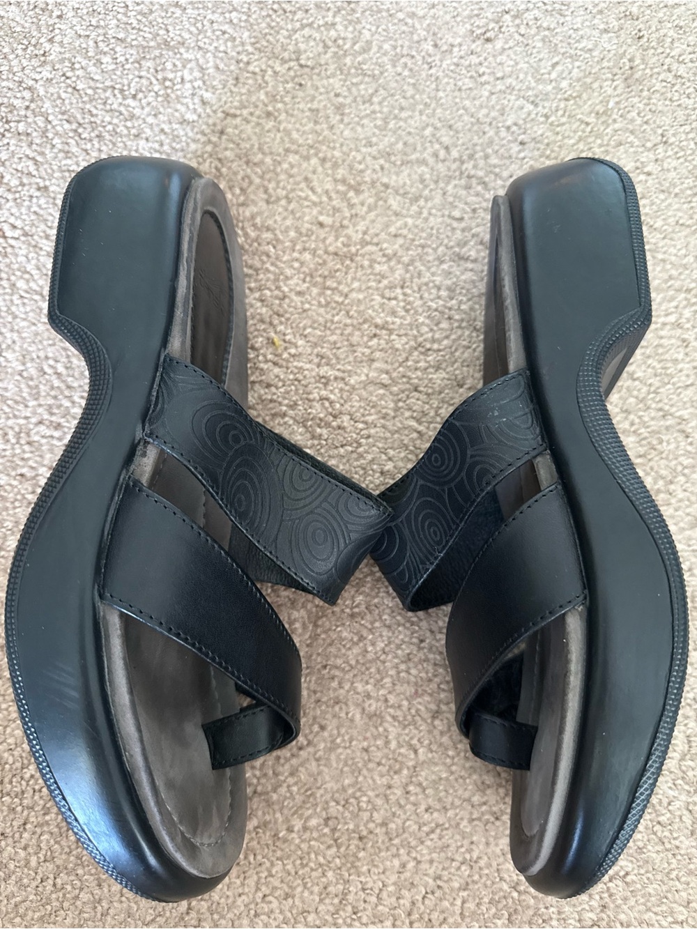 Dansko Leather Wedge Platform Sandals Toe Loop - Picture 4 of 12
